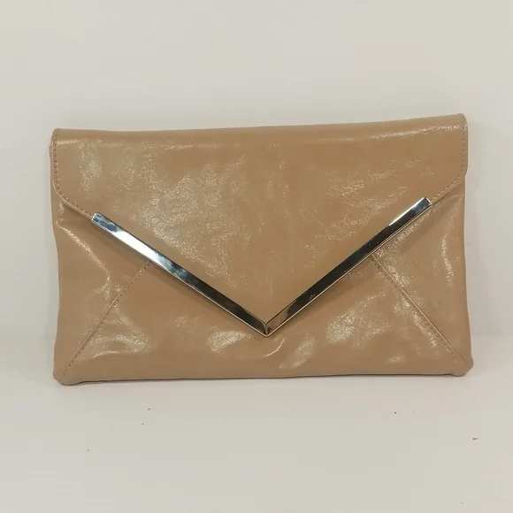 INC Lilly Beige Faux Leather Gold Chain Clutch Shoulder Bag - Picture 3 of 13